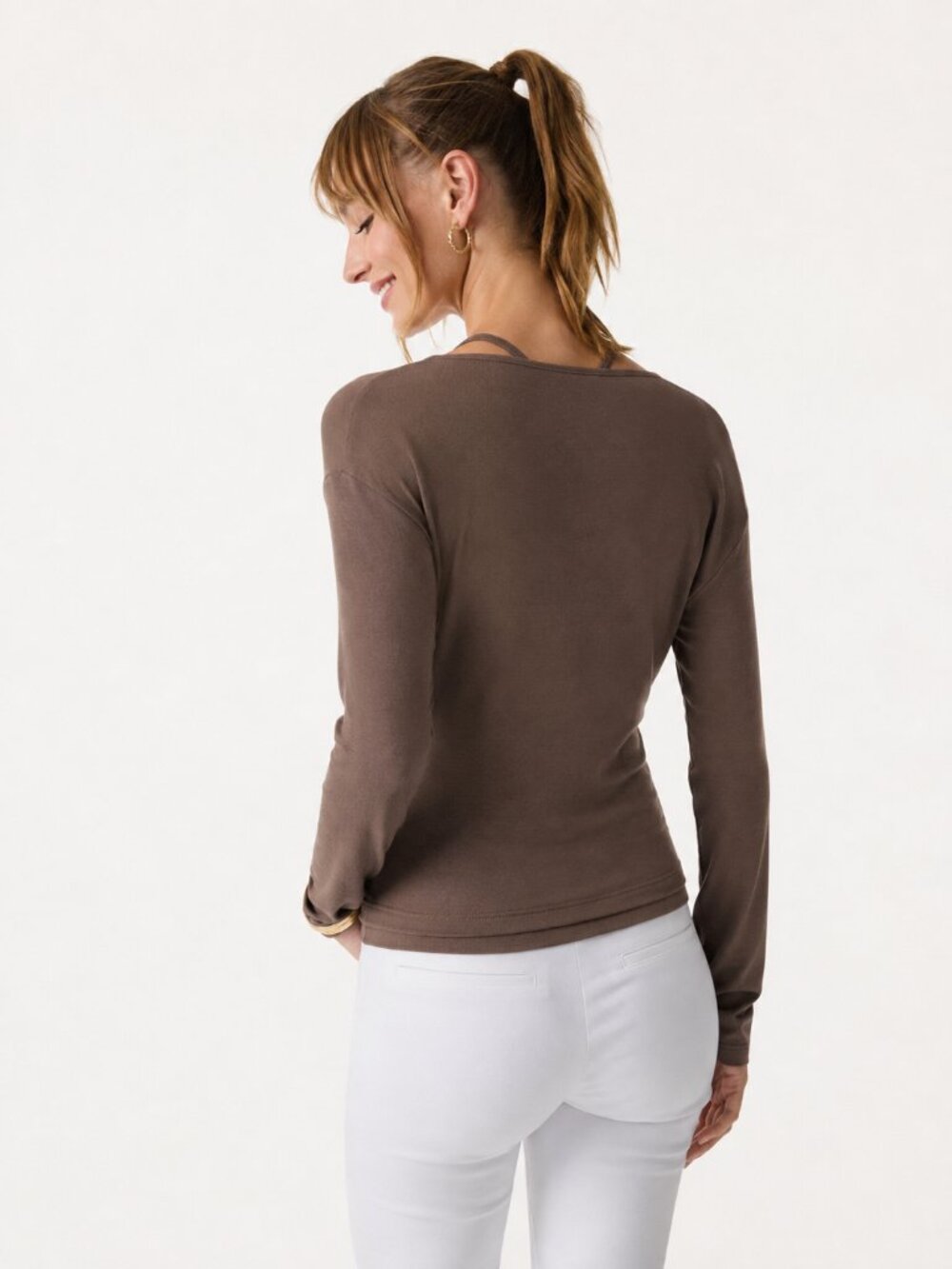 NWT OGL Two-Piece Set Cami with Surplice Ruched Top Brown Umber Wood L - Picture 4 of 12